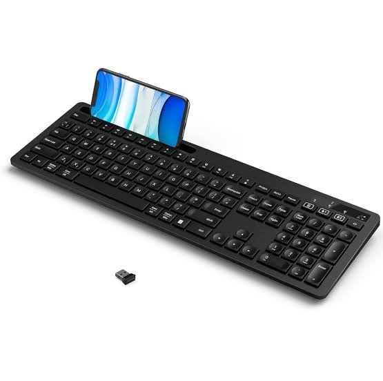 Keyboard with phone holder