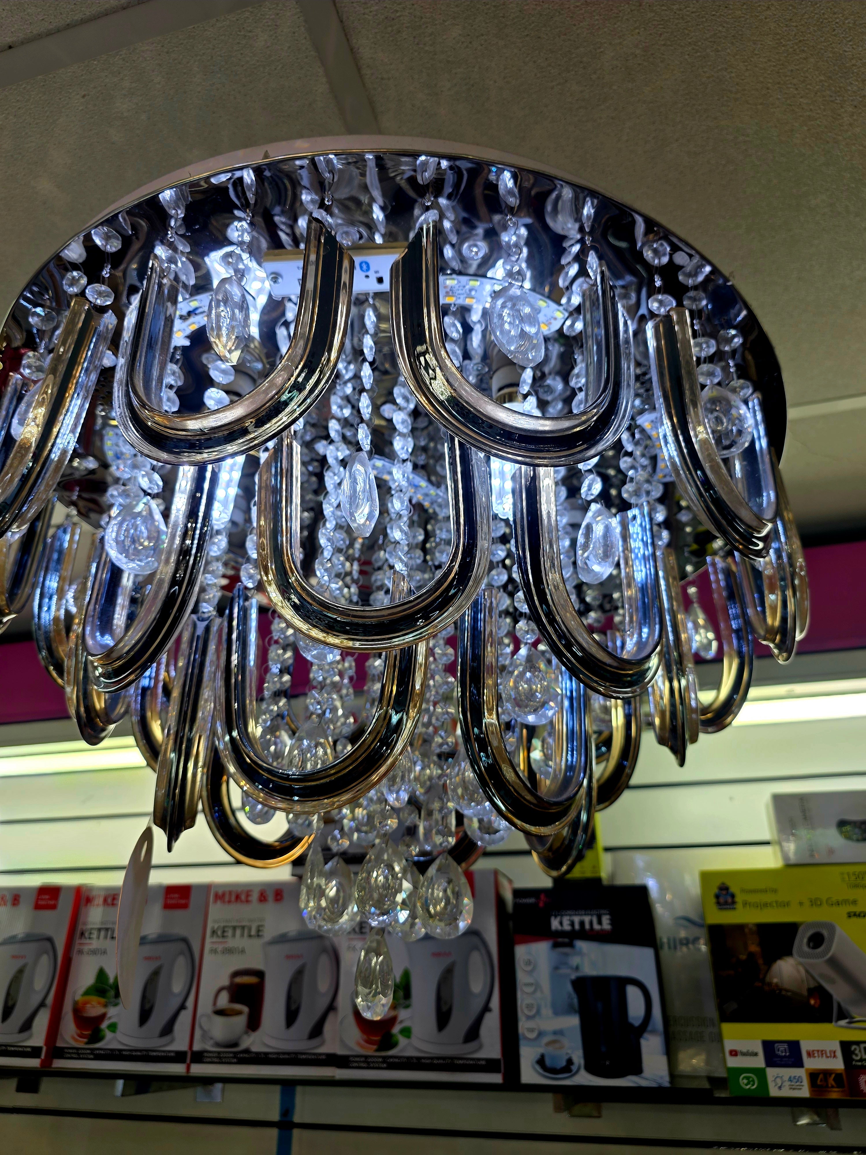 Chandeliers with colours and speakers