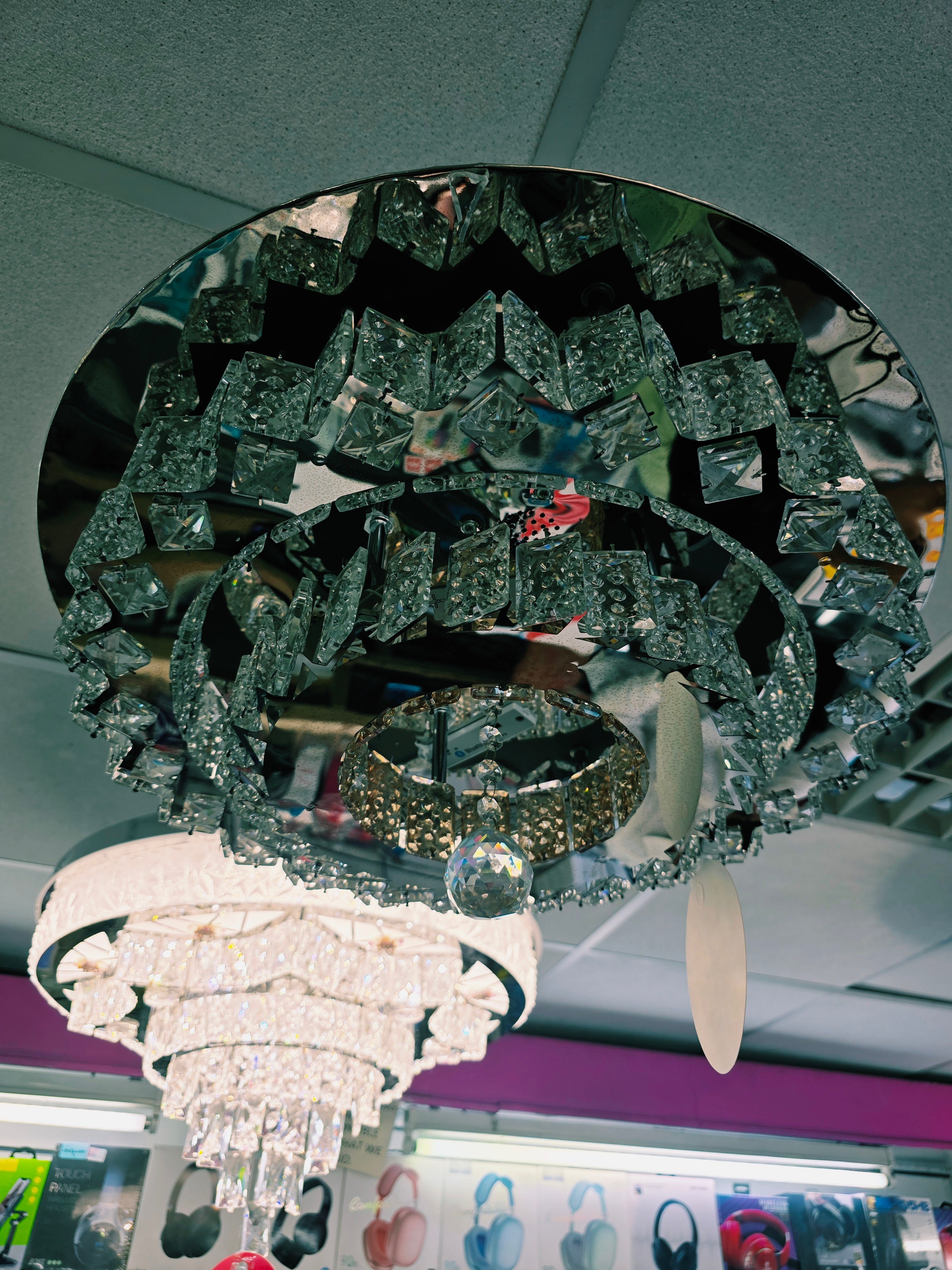 Colourful chandeliers